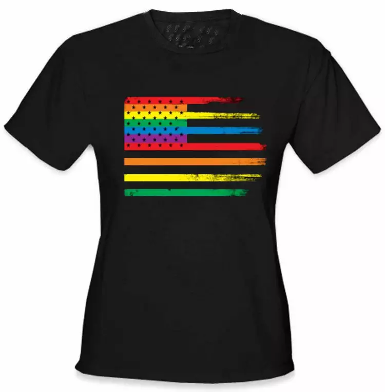 Bewild Rainbow Pride American Vintage Flag Girl's T-Shirt 8 Bewild Rainbow Pride American Vintage Flag Girl's T-Shirt