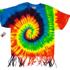 Bewild Tie Dye Tops Rainbow Tie Dye Fringe Ladies T-shirt
