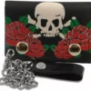 Bewild Red Rose Skull & Cross Bones Genuine Leather Chain Wallet 2 Bewild Red Rose Skull & Cross Bones Genuine Leather Chain Wallet
