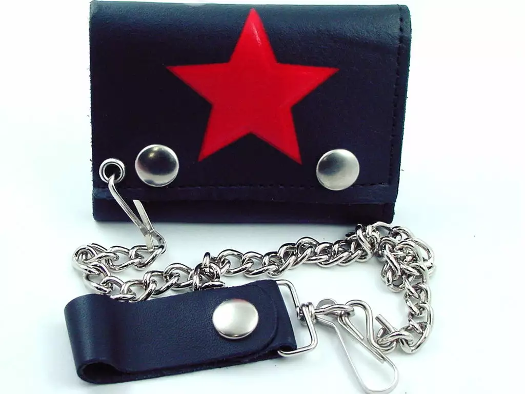 Bewild Red Star Genuine Leather Chain Wallet 3 Bewild Red Star Genuine Leather Chain Wallet