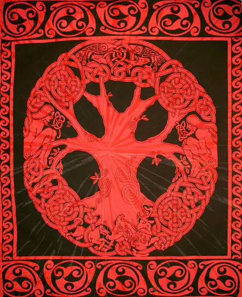 Bewild Red Tie Dye Celtic Tree Tapestry 5 Bewild Red Tie Dye Celtic Tree Tapestry
