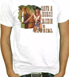Bewild Ride A Cowgirl T-Shirt Cool Funny & Offensive