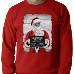Bewild Santa Mug Shot Funny Adult Crewneck Holiday Prints