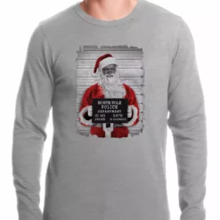 Bewild Santa Mug Shot Funny Thermal Shirt