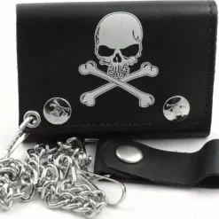 Bewild Skull & Cross Bones Genuine Leather Wallet Wallets & Chains