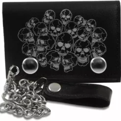 Bewild Wallets & Chains Genuine Leather Chain Wallet With Silver Skull Heads 8 Bewild Wallets & Chains Genuine Leather Chain Wallet With Silver Skull Heads