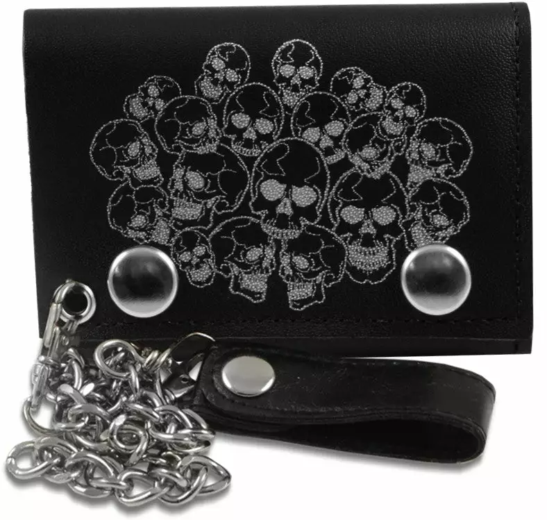 Bewild Wallets & Chains Genuine Leather Chain Wallet With Silver Skull Heads 4 Bewild Wallets & Chains Genuine Leather Chain Wallet With Silver Skull Heads