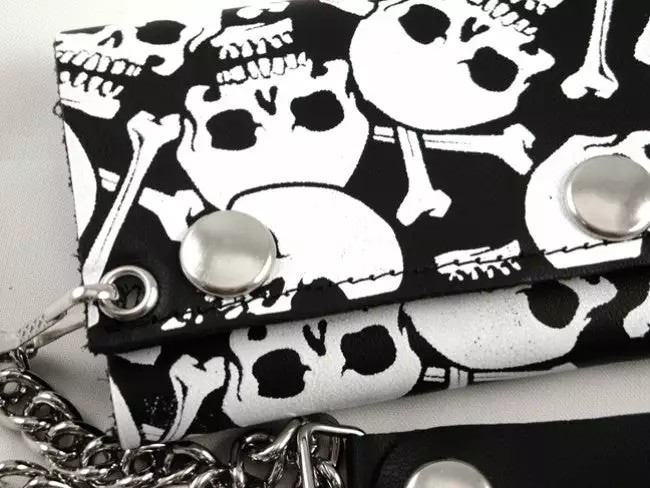 Bewild Skulls All Over Genuine Leather Chain Wallet 5 Bewild Skulls All Over Genuine Leather Chain Wallet