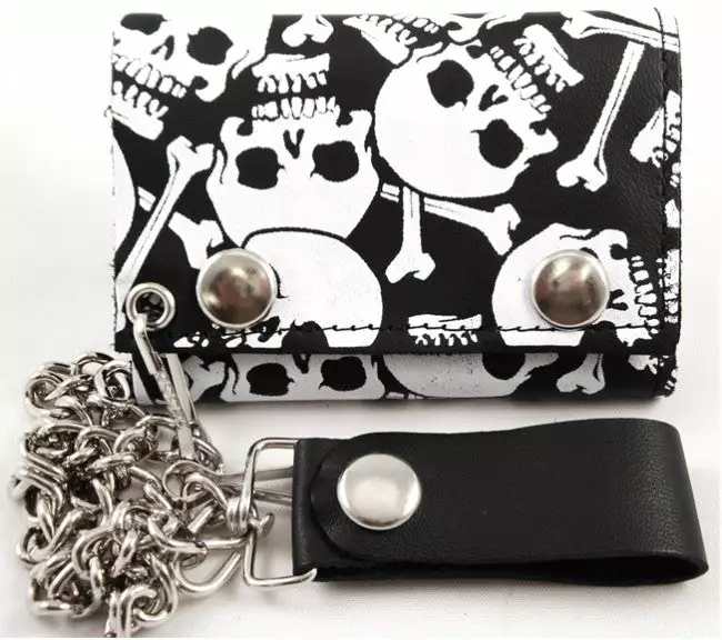 Bewild Skulls All Over Genuine Leather Chain Wallet 4 Bewild Skulls All Over Genuine Leather Chain Wallet