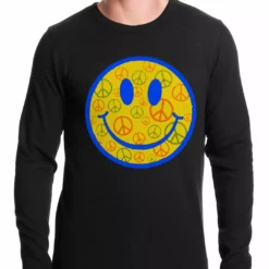 Bewild Cool Funny & Offensive Smiley Face Peace Signs All Over Thermal Shirt