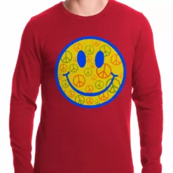 Bewild Cool Funny & Offensive Smiley Face Peace Signs All Over Thermal Shirt