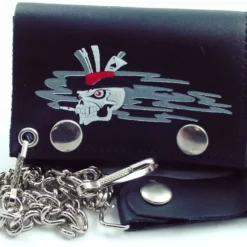 Bewild Smokin' Ace Skull Genuine Leather Chain Wallet Wallets & Chains