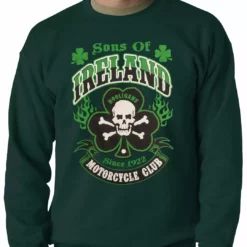 Bewild Sons Of Ireland Shamrock Skull Biker Crewneck