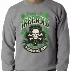 Bewild Sons Of Ireland Shamrock Skull Biker Crewneck