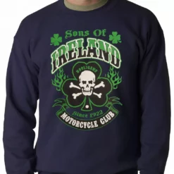 Bewild Sons Of Ireland Shamrock Skull Biker Crewneck