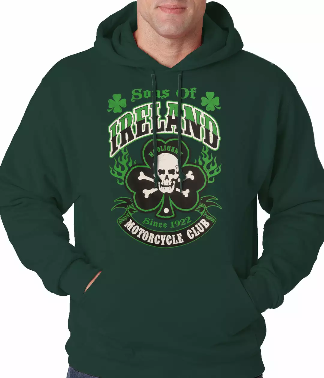 Bewild Sons Of Ireland Shamrock Skull Biker Hoodie 3 Bewild Sons Of Ireland Shamrock Skull Biker Hoodie
