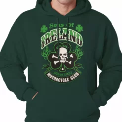 Bewild Sons Of Ireland Shamrock Skull Biker Hoodie