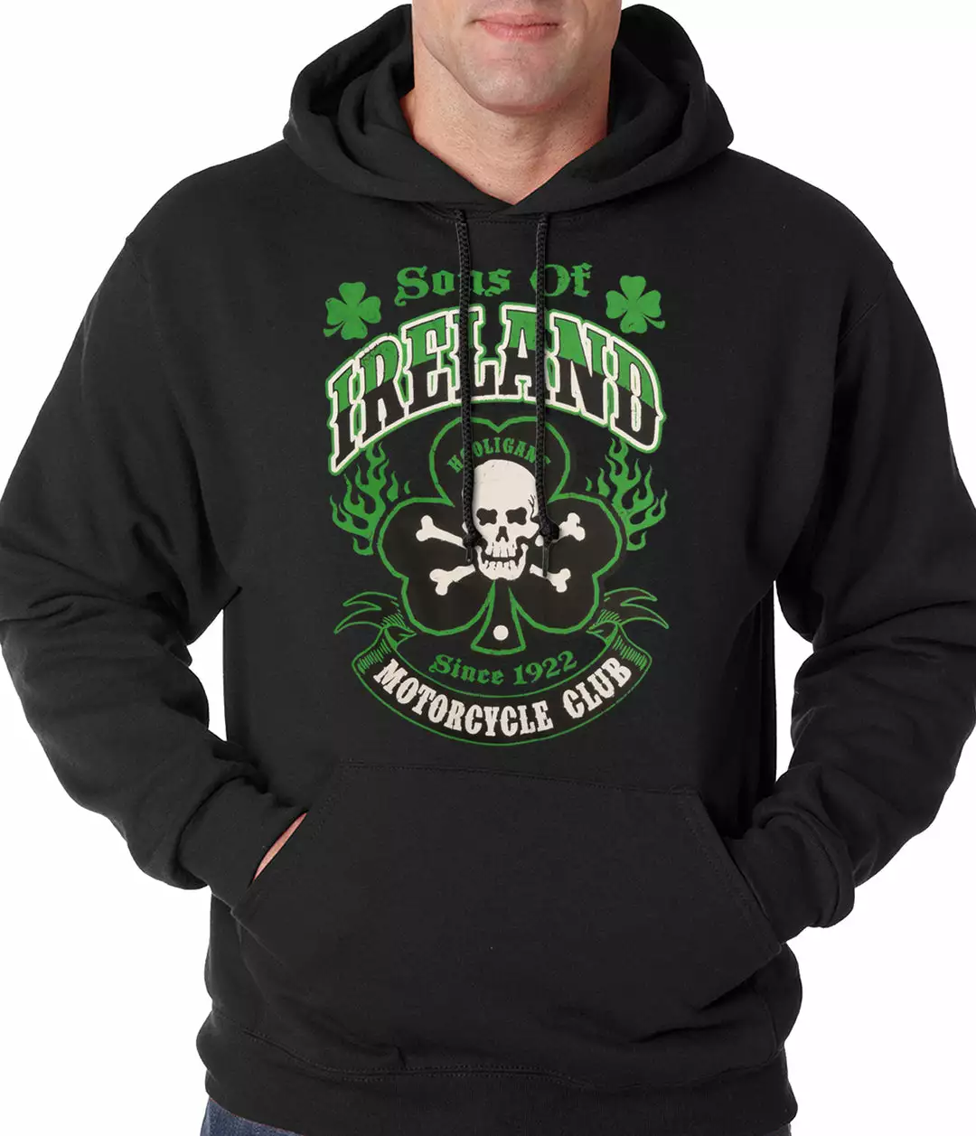 Bewild Sons Of Ireland Shamrock Skull Biker Hoodie 5 Bewild Sons Of Ireland Shamrock Skull Biker Hoodie