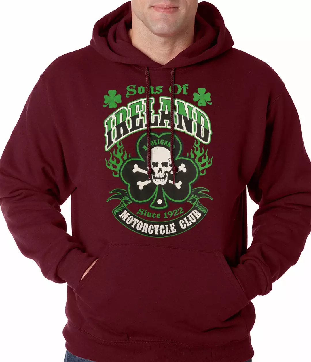 Bewild Sons Of Ireland Shamrock Skull Biker Hoodie 9 Bewild Sons Of Ireland Shamrock Skull Biker Hoodie