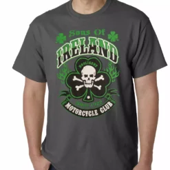 Bewild Sons Of Ireland Shamrock Skull Biker Mens T-shirt Men's T-Shirts
