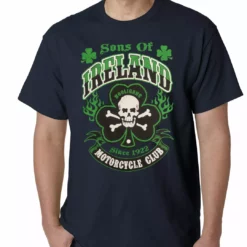 Bewild Sons Of Ireland Shamrock Skull Biker Mens T-shirt Men's T-Shirts