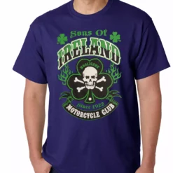 Bewild Sons Of Ireland Shamrock Skull Biker Mens T-shirt Men's T-Shirts
