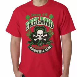 Bewild Sons Of Ireland Shamrock Skull Biker Mens T-shirt Men's T-Shirts