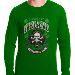 Bewild Sons Of Ireland Shamrock Skull Biker Thermal Shirt