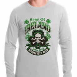 Bewild Sons Of Ireland Shamrock Skull Biker Thermal Shirt