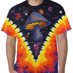 Bewild Liquid Blue Space Mushrooms Tie Dye T-shirt