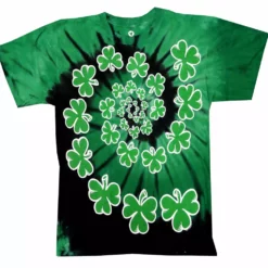 Bewild Liquid Blue Spiral Clover Irish Green Tie Dye T-Shirt