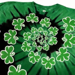 Bewild Liquid Blue Spiral Clover Irish Green Tie Dye T-Shirt