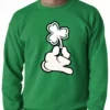 Bewild St. Patrick's Day Cartoon Hand Holding Shamrock Crewneck Sweatshirt