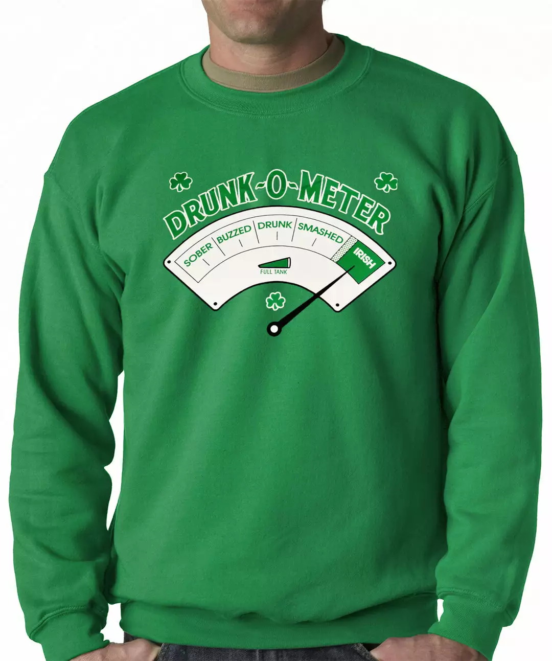 Bewild St.Patrick's Day - Irish Drunk-o-Meter Adult Crewneck St.Patricks Day 4 Bewild St.Patrick's Day - Irish Drunk-o-Meter Adult Crewneck St.Patricks Day