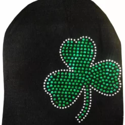 Bewild St. Patrick's Day Rhinestone Shamrock Beanie Beanies & Headspins
