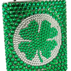 Bewild St. Patrick's Day Rhinestone Shamrock Flask (7 Oz)