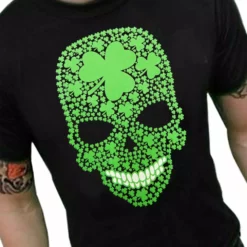 Bewild St. Patrick's Day Shamrock Sugar Skull Men's T-Shirt
