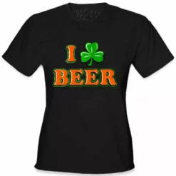 Bewild St. Patrick's Day Tees - I Love Beer Shamrock Girls T-Shirt