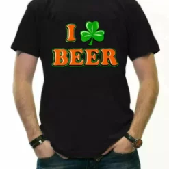 Bewild Men's T-Shirts St. Patrick's Day Tees - I Love Beer Shamrock T-Shirt