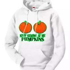 Bewild Halloween Shirt - Stop Staring At My Pumpkins Adult Hoodie