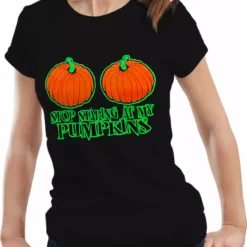 Bewild Halloween Costume T-shirts - Stop Staring At My Pumpkins Girls T-shirt Halloween Prints