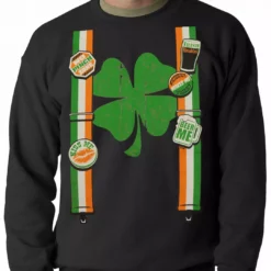 Bewild Suspenders With Shamrock Irish Costume Crewneck 8 Bewild Suspenders With Shamrock Irish Costume Crewneck
