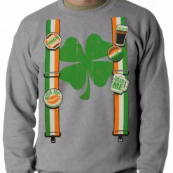 Bewild Suspenders With Shamrock Irish Costume Crewneck 9 Bewild Suspenders With Shamrock Irish Costume Crewneck