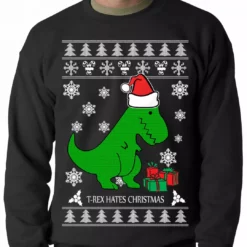 Bewild T-Rex Hates Christmas - Ugly Christmas Sweater Adult Thermal Shirt