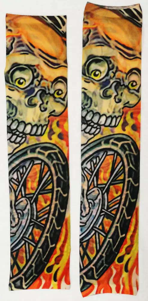 Bewild Illusion Tattoos Skull And Flames Biker Fake Tattoo Sleeves (Pair) 11 Bewild Illusion Tattoos Skull And Flames Biker Fake Tattoo Sleeves (Pair)