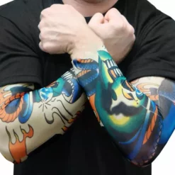 Bewild Tattoo Sleeves - Top Hat Skeleton Temporary Tattoo Sleeves (Pair) Illusion Tattoos