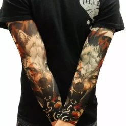 Bewild Illusion Tattoos Tattoo Sleeves - Vicious Wolf Fake Tattoo Sleeves (Pair)