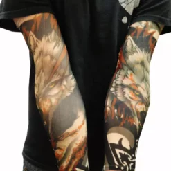 Bewild Illusion Tattoos Tattoo Sleeves - Vicious Wolf Fake Tattoo Sleeves (Pair)