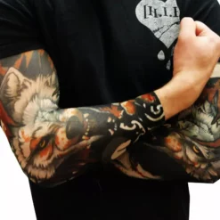 Bewild Illusion Tattoos Tattoo Sleeves - Vicious Wolf Fake Tattoo Sleeves (Pair)