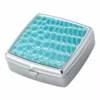Bewild Pill Cases Teal Croc Pattern Iron Chrome Plated Square Shaped 2 Compartment Pill Box